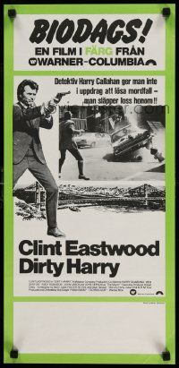 7t175 DIRTY HARRY Swedish stolpe R70s Clint Eastwood pointing gun, Don Siegel crime classic!
