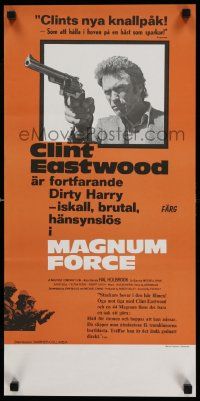 7t186 MAGNUM FORCE Swedish stolpe '73 Clint Eastwood is Dirty Harry pointing his huge gun!