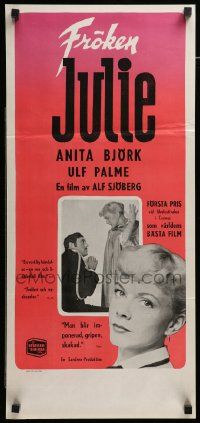 7t187 MISS JULIE Swedish stolpe '51 Ulf Palme romances sexy Anita Bjork in title role!