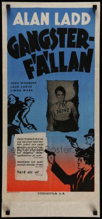 7t191 PAPER BULLETS Swedish stolpe '48 different Alan Ladd, who is now top billed!