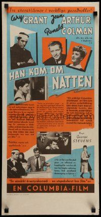 7t197 TALK OF THE TOWN Swedish stolpe '43 Cary Grant, sexy Jean Arthur & Ronald Colman!