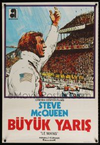 7t327 LE MANS Turkish '73 best close up of race car driver Steve McQueen waving at the crowd!