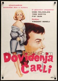 7t942 GOODBYE CHARLIE Yugoslavian 20x28 '64 Tony Curtis, sexy barely-dressed Debbie Reynolds!