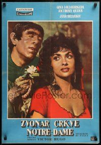 7t947 HUNCHBACK OF NOTRE DAME Yugoslavian 19x27 '57 Anthony Quinn, sexy Gina Lollobrigida!