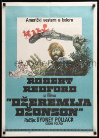 7t954 JEREMIAH JOHNSON Yugoslavian 20x28 '72 different art of Robert Redford, directed by Pollack!
