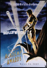 7w503 74TH ANNUAL ACADEMY AWARDS 1sh '02 cool Alex Ross art of Oscar over Hollywood!