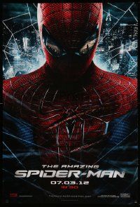 7w528 AMAZING SPIDER-MAN teaser DS 1sh '12 portrait of Andrew Garfield in title role over city!