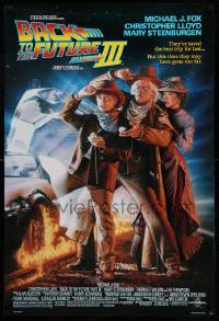 7w545 BACK TO THE FUTURE III DS 1sh '90 Michael J. Fox, Chris Lloyd, Drew Struzan art!