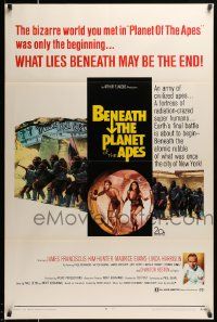 7w564 BENEATH THE PLANET OF THE APES 1sh '70 sci-fi sequel, what lies beneath may be the end!