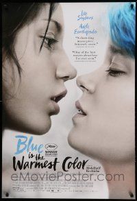 7w577 BLUE IS THE WARMEST COLOR 1sh '13 lesbians Lea Seydoux & Adele Exarchopoulos about to kiss!