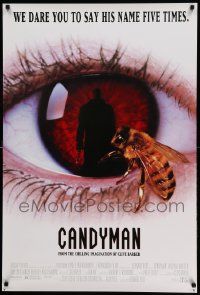 7w588 CANDYMAN 1sh '92 Clive Barker, creepy close-up image of bee in eyeball!