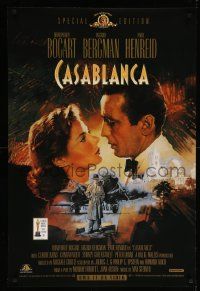 7w327 CASABLANCA 27x40 video poster R98 cool different Dudash art of Bogart & Bergman!