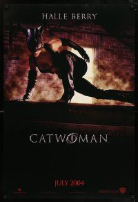 7w599 CATWOMAN teaser DS 1sh '04 great image of sexy Halle Berry in mask!