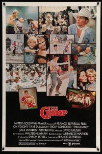 7w602 CHAMP 1sh '79 great image of Jon Voight boxing with little boy, Faye Dunaway
