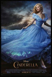 7w606 CINDERELLA advance DS 1sh '15 great image of Lilly James in the title role!