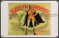 7w370 ADVENTURES OF ROBIN HOOD 22x34 commercial poster '80s art of Errol Flynn in title role!