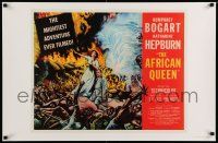 7w371 AFRICAN QUEEN 22x34 commercial poster '83 classic art of Robert Morley & Katharine Hepburn!