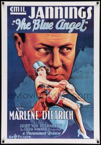 7w374 BLUE ANGEL 26x38 commercial poster '80s von Sternberg, Emil Jannings, Marlene Dietrich!