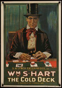7w380 COLD DECK 21x29 commercial poster '76 great gambling art of William S. Hart playing faro!