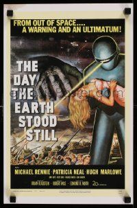7w386 DAY THE EARTH STOOD STILL 11x17 commercial poster '90s art of Gort holding Neal!