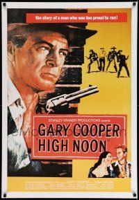 7w399 HIGH NOON 26x38 commercial poster '90s art of Gary Cooper, Fred Zinnemann classic!
