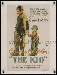7w406 KID 19x25 commercial poster '78 classic art of Chaplin and Coogan!