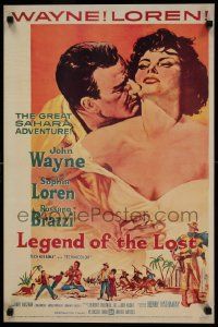 7w410 LEGEND OF THE LOST 18x27 commercial poster '70s John Wayne tangling with Sophia Loren!