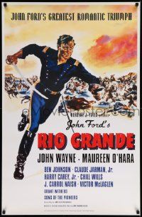 7w428 RIO GRANDE 26x40 commercial poster '99 full-length art of John Wayne, directed by John Ford!