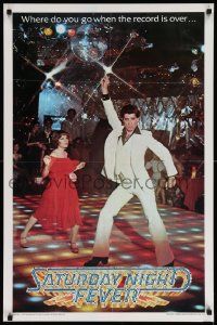 7w430 SATURDAY NIGHT FEVER 23x35 commercial poster '77 John Travolta & Karen Lynn Gorney, disco!