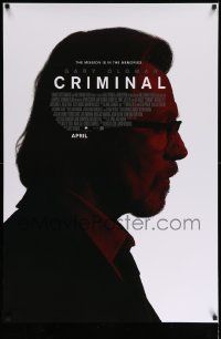 7w613 CRIMINAL advance DS 1sh '16 cool red profile portrait of Gary Oldman!