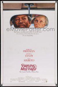 7w635 DRIVING MISS DAISY 1sh '89 art of Morgan Freeman & Jessica Tandy, Bruce Beresford directed!