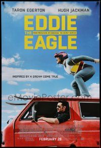 7w639 EDDIE THE EAGLE style B advance DS 1sh '16 Egerton in the title role, Hugh Jackman, skiing!