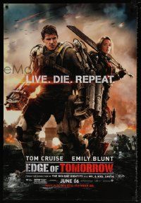 7w640 EDGE OF TOMORROW June 06 teaser DS 1sh '14 Tom Cruise & Emily Blunt, live, die, repeat!