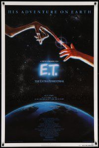 7w637 E.T. THE EXTRA TERRESTRIAL 1sh '83 Drew Barrymore, Spielberg, Alvin art, continuous release!