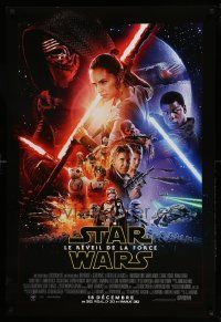 7w662 FORCE AWAKENS export French language advance DS 1sh '15 Star Wars: Episode VII, cast montage!