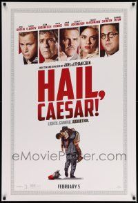 7w695 HAIL, CAESAR teaser DS 1sh '16 Joel Coen & Ethan Coen, Brolin, Clooney, white background!