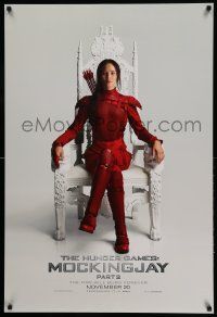 7w723 HUNGER GAMES: MOCKINGJAY - PART 2 teaser DS 1sh '15 image of Jennifer Lawrence in red outfit!