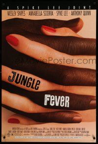 7w761 JUNGLE FEVER DS 1sh '90 Spike Lee, Wesley Snipes, Annabella Sciorra, interracial romance!