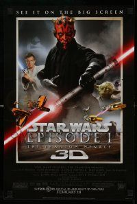 7w488 PHANTOM MENACE style A mini poster R12 Star Wars Episode I in 3-D, diff. image of Darth Maul!