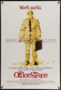 7w839 OFFICE SPACE style A advance DS 1sh '99 directed by Mike Judge, Root covered in post-its!