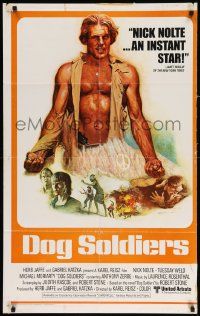 7w094 WHO'LL STOP THE RAIN int'l 1-stop poster '78 art of Nick Nolte by Ron Lesser, Dog Soldiers!