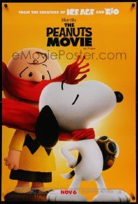 7w854 PEANUTS MOVIE style C advance 1sh '15 image of Charlie Brown & Snoopy!
