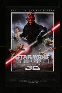 7w856 PHANTOM MENACE advance DS 1sh R12 Star Wars Episode I in 3-D, different image of Darth Maul!