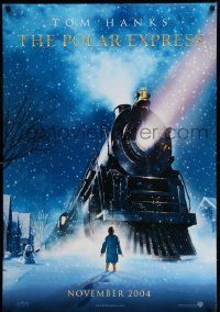 7w864 POLAR EXPRESS teaser DS 1sh '04 Tom Hanks, Robert Zemeckis, fantasy art of train by D. Chiang