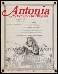 7w163 ANTONIA A PORTRAIT OF THE WOMAN 17x22 special '74 really cool artwork by Dennis Corrigan!
