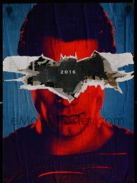 7w476 BATMAN V SUPERMAN mini poster '16 cool close up of Henry Cavill in title role under symbol!