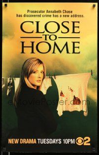 7w289 CLOSE TO HOME tv poster '05 great image of Jennifer Finnigan hanging bloodied clothing!