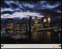 7w180 DMITRI KESSEL 22x28 special '80s image of the Brooklyn Bridge, Manhattan, Twin Towers!