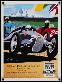 7w221 NORM THOMPSON HISTORIC RACES 19x25 special '94 artwork of car race by Randell T. Swann!