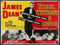 7w467 REBEL WITHOUT A CAUSE REPRO 28x37 English special '80s James Dean, bad boy from a good family